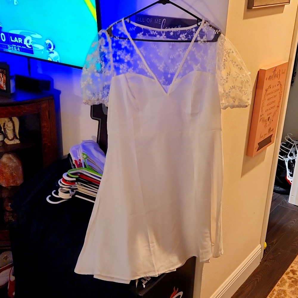 New Lace top white dress